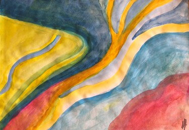 Painting titled "COSMOS 1" by Marie-Claire Bagnato, Original Artwork, Watercolor