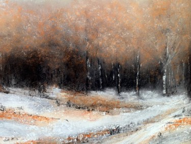 Painting titled "soir d'hiver - past…" by Marie-Claude Baldi, Original Artwork, Pastel Mounted on artwork_cat.