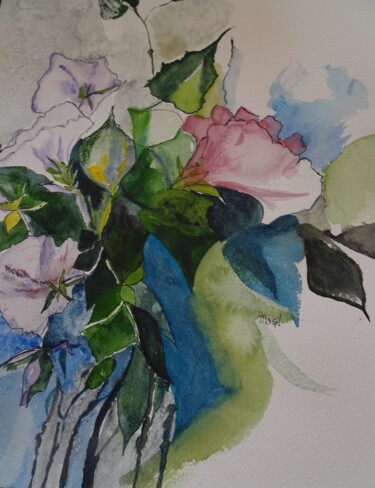 Painting titled "Floralie de mars N°2" by Marie-Claude Guillemot, Original Artwork, Watercolor