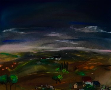 Dibujo titulada "Ciel d'orage" por Marie Claude Lambert, Obra de arte original, Pastel