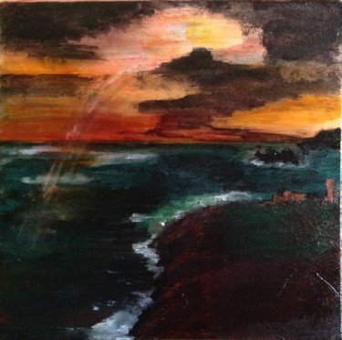 Pintura intitulada "Coucher de soleil s…" por Marie Claude Lambert, Obras de arte originais