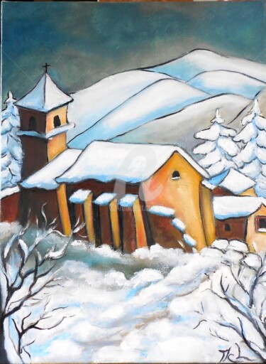Malerei mit dem Titel "Journée d'hiver.jpg" von Marie-Claude Lempereur-Laurent, Original-Kunstwerk, Öl
