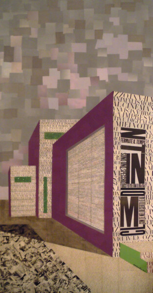 Collages titulada "Studio House" por Marie De Moliner, Obra de arte original, Collages Montado en Bastidor de camilla de mad…