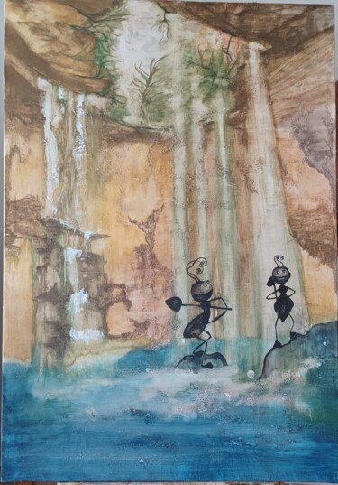 Картина под названием "fourmis" - Marie Dusimon, Подлинное произведение искусства, Пастель Установлен на Деревянная рама для…