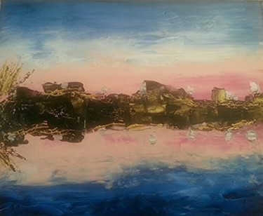 Painting titled "LA VILLE ROSE" by Empreinte Marie Elodie Thomas, Original Artwork, Acrylic