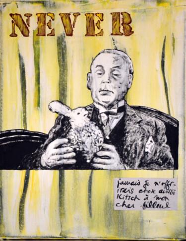 「NEVER ( jamais )」というタイトルの絵画 Marie-France Arlaudによって, オリジナルのアートワーク, アクリル ウッドストレッチャーフレームにマウント