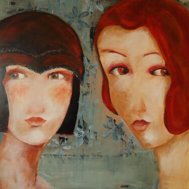 Malerei mit dem Titel "Brune et Rousse" von Marie-France Capron (CAPMA), Original-Kunstwerk, Acryl