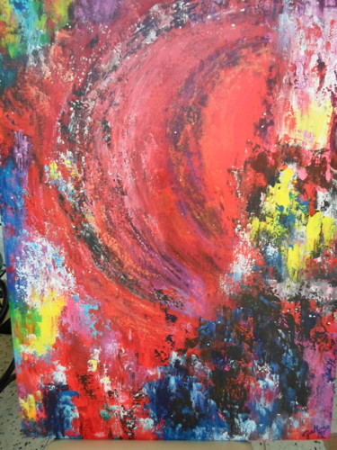 Painting titled "cyclone rouge" by Marie-Françoise Gallone, Original Artwork, Acrylic Mounted on Wood Stretcher frame