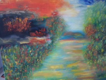 Painting titled "Le RUISSEAU" by Marie-Françoise Gallone, Original Artwork, Acrylic