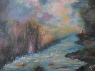 Painting titled "Rivière" by Marie-Françoise Gallone, Original Artwork, Acrylic