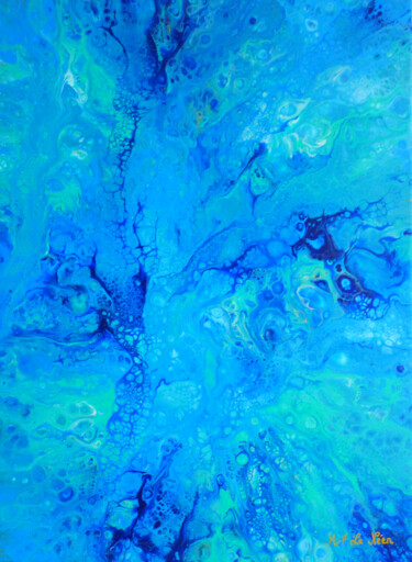 Peinture intitulée "Impression lagon" par Marie-Françoise Le Néen, Œuvre d'art originale, Acrylique