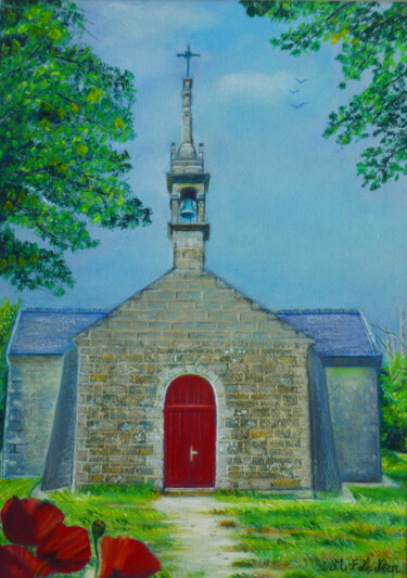 Painting titled "Chapelle St-Sébasti…" by Marie-Françoise Le Néen, Original Artwork, Pastel