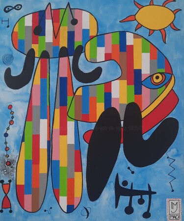 绘画 标题为“Miro Mosaic  art7” 由Marie Jeanne Van De Velde, 原创艺术品, 丙烯
