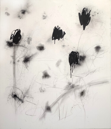 绘画 标题为“Fleurs noir et blanc” 由Marie-José Domenjoz, 原创艺术品, 丙烯