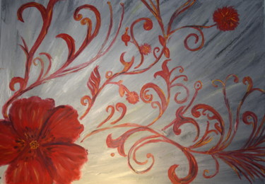 Malerei mit dem Titel "Fleur en arabesque" von Marie-José Longuet, Original-Kunstwerk, Öl