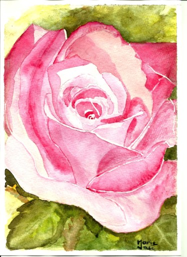 Peinture intitulée "La Rose" par Marie-José Longuet, Œuvre d'art originale, Aquarelle