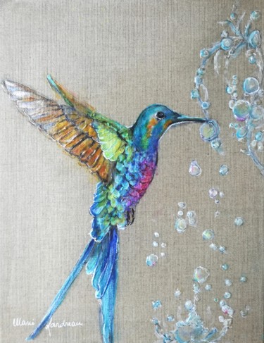 Peinture intitulée "Colibri : je fais m…" par Marie Landreau, Œuvre d'art originale, Acrylique