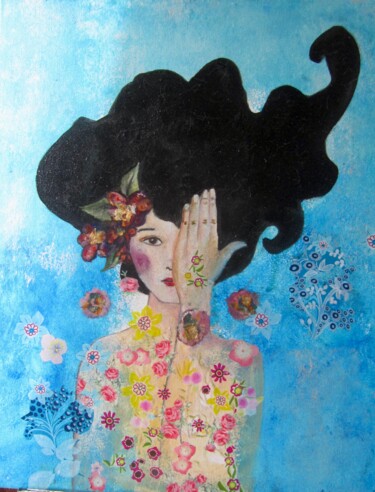 Painting titled "manga klimt" by Marie Laure Hamard, Original Artwork, Acrylic