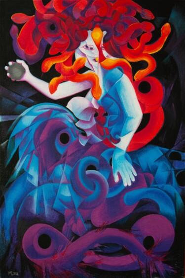 Ζωγραφική με τίτλο "Medusa" από Marie-Laurence Winter, Αυθεντικά έργα τέχνης, Λάδι
