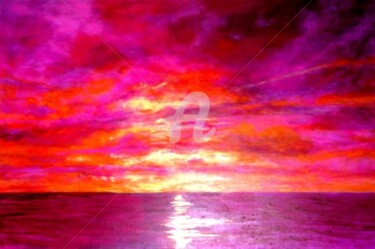 Pittura intitolato "Fushia's sunset at…" da Marie-Line Vasseur, Opera d'arte originale, Altro