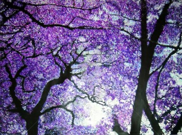 Painting titled "Jacarandas" by Marie-Line Vasseur, Original Artwork, Acrylic