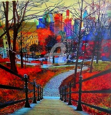 Painting titled "Mont Royal sortie P…" by Marie-Line Vasseur, Original Artwork, Acrylic