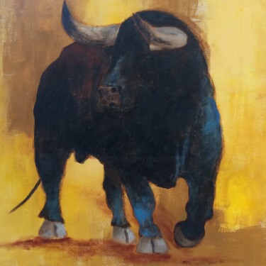 Ζωγραφική με τίτλο "le taureau" από Marie Lorraine Papelier, Αυθεντικά έργα τέχνης, Ακρυλικό