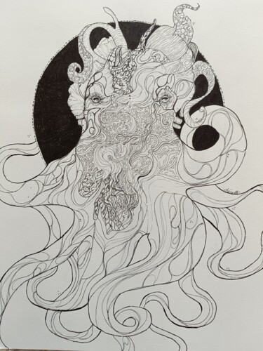 제목이 "Créature"인 그림 Marie Mainetti로, 원작, 잉크