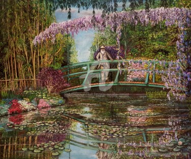 Peinture intitulée "Le jardin de Monet,…" par Marie-Noëlle Amiot, Œuvre d'art originale, Huile