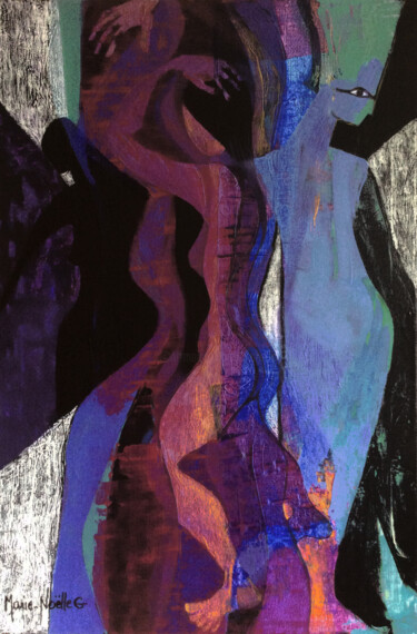 Pintura intitulada "ombres de femmes" por Marie-Noëlle Gagnan, Obras de arte originais
