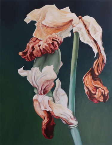 Peinture intitulée "Capsules, Iris" par Marie-Odile Ginies, Œuvre d'art originale, Huile Monté sur Châssis en bois