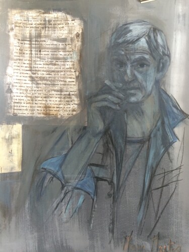 Drawing titled "milan Kundera" by Marie Pascale Martins, Original Artwork, Paper