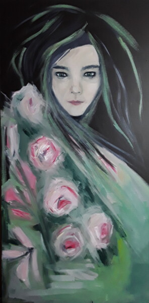 Pintura titulada "Björk & Roses" por Marie Pascale Martins, Obra de arte original, Acrílico