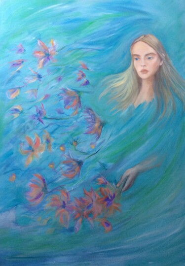 Painting titled "Printemps  spring v…" by Marie Pascale Martins, Original Artwork, Oil