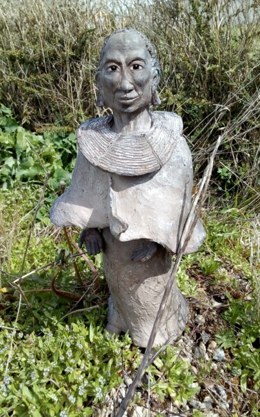 Skulptur mit dem Titel "chef massaï" von Marie Pendelio, Original-Kunstwerk, Ton
