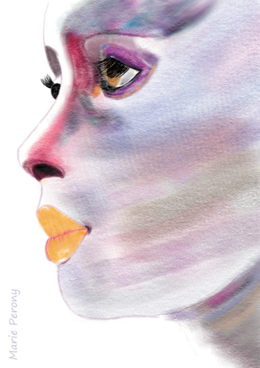 Digital Arts titled "Femme couleurs" by Marie Perony, Original Artwork, Digital Painting