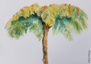 Peinture intitulée "Fougère arborescente" par Marie Perony, Œuvre d'art originale, Aquarelle