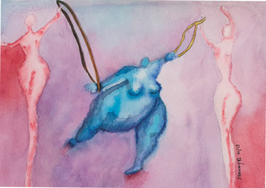 Peinture intitulée "fat and Skinny" par Marie Perony, Œuvre d'art originale, Aquarelle