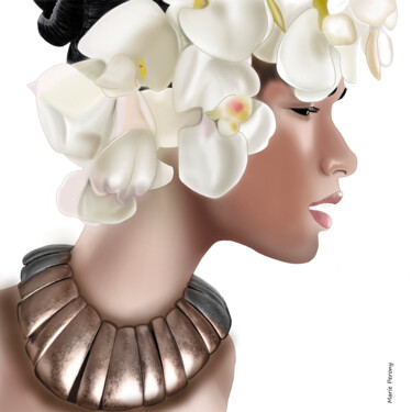 Pintura titulada "Femme-fleurs" por Marie Perony, Obra de arte original, Pintura Digital