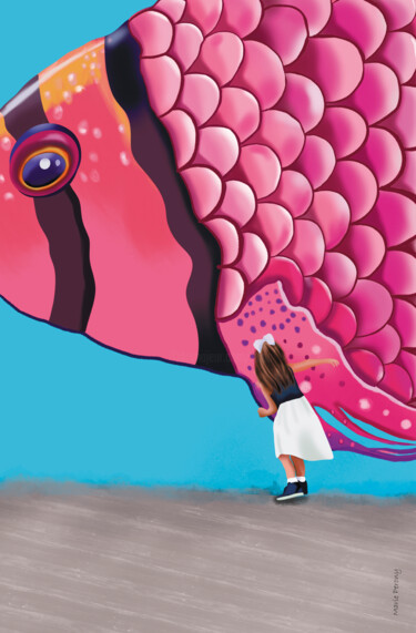 "La fille au poisson" başlıklı Tablo Marie Perony tarafından, Orijinal sanat, Dijital Resim