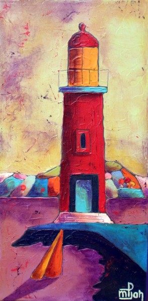 Pittura intitolato "phare-8.jpg" da Marie-Pierre Jan, Opera d'arte originale, Olio