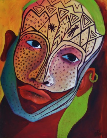 Ζωγραφική με τίτλο "L'Africain" από Marie-Pierre Jan, Αυθεντικά έργα τέχνης, Ακρυλικό
