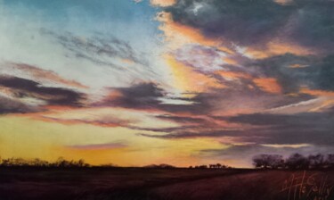 Peinture intitulée "coucher-de-soleil-s…" par Marie-Pierre Le Sellin, Œuvre d'art originale, Pastel