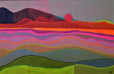 Malerei mit dem Titel "Sunset à Denia" von Marie-Pierre Noel, Original-Kunstwerk, Acryl Auf Keilrahmen aus Holz montiert