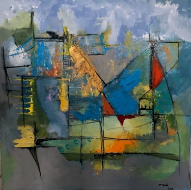 Peinture intitulée "Abstrait ´´depart’´" par Marie Rouach, Œuvre d'art originale