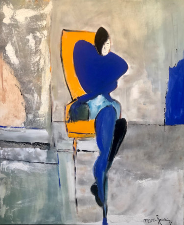 绘画 标题为“Femme assise sur un…” 由Marie Rouach, 原创艺术品, 丙烯 安装在木质担架架上