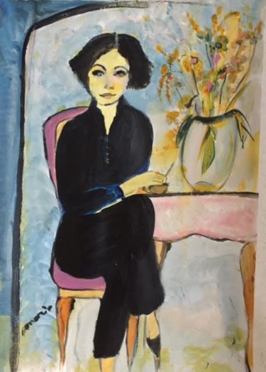 Peinture intitulée "une-dame-un-vase-2.…" par Marie Rouach, Œuvre d'art originale