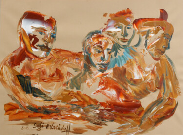 Painting titled "famille-ethnique.jpg" by Marie-Sophie Ewreïnoff (Sofi Ewreïnoff), Original Artwork, Acrylic