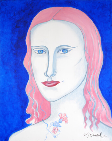 Peinture intitulée "Déva aux liserons" par Marie-Sophie Ewreïnoff (Sofi Ewreïnoff), Œuvre d'art originale, Acrylique