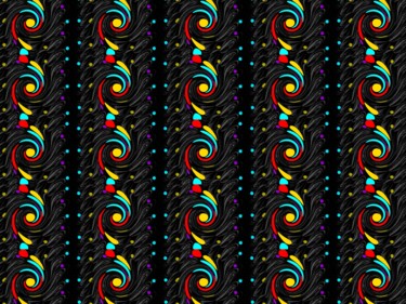 Digitale Kunst mit dem Titel "Bunte Spiralen in S…" von Marie T., Original-Kunstwerk, Digitale Malerei